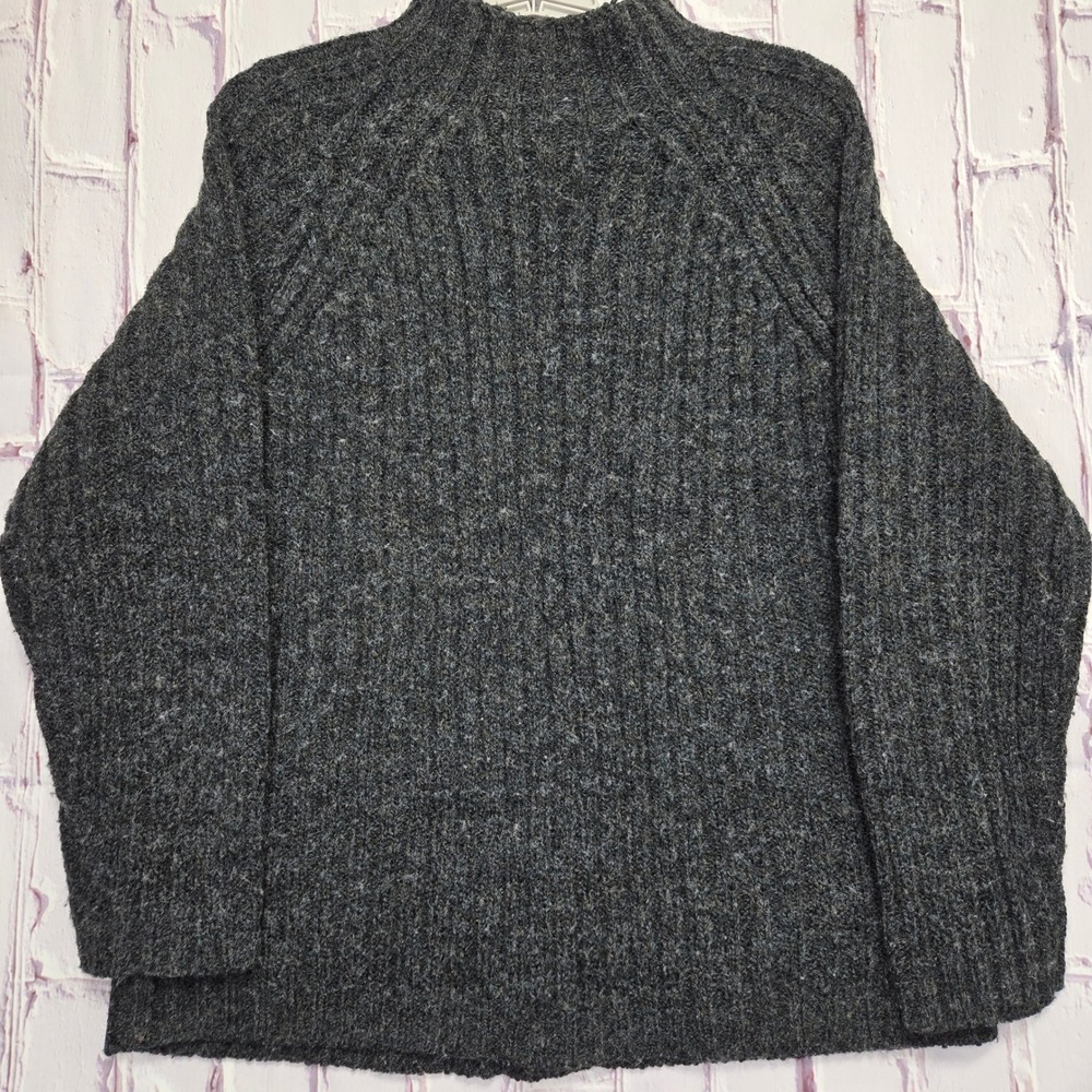 VTG Express Tricot Mock Neck‎ Ribbed Sweater Charcoal Gray Women S Wool/Acrylic